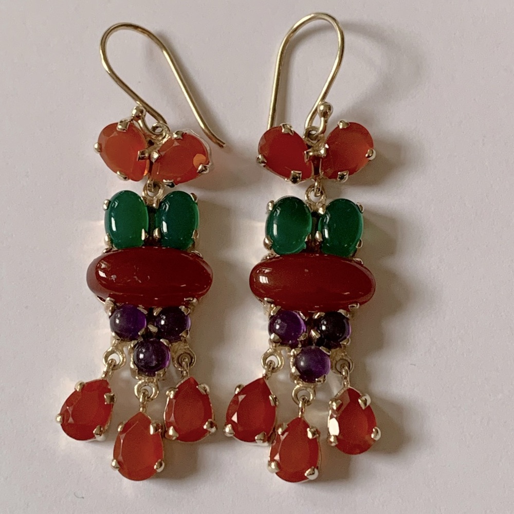 Gold plate over sterling silver agate earrings